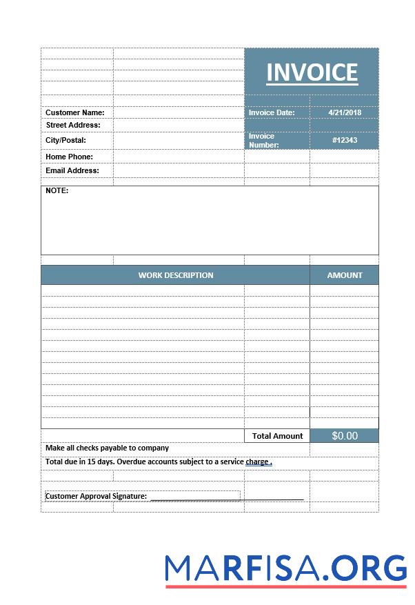 Realistic Basic Service Invoice Template